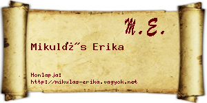 Mikulás Erika névjegykártya